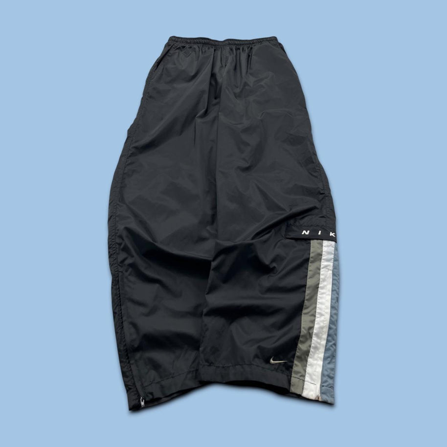 VINTAGE 90s NIKE BAGGY TRACKSUIT BOTTOMS BLACK KHAKI