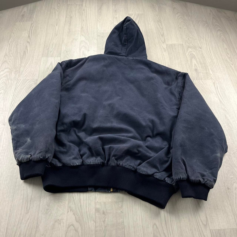 VINTAGE Y2K HOODED WORKWEAR BOMBER ACTIVE JACKET NAVY