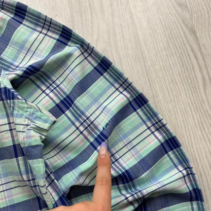RALPH LAUREN PLAID LONG SLEEVE BUTTON UP SHIRT TURQUOISE