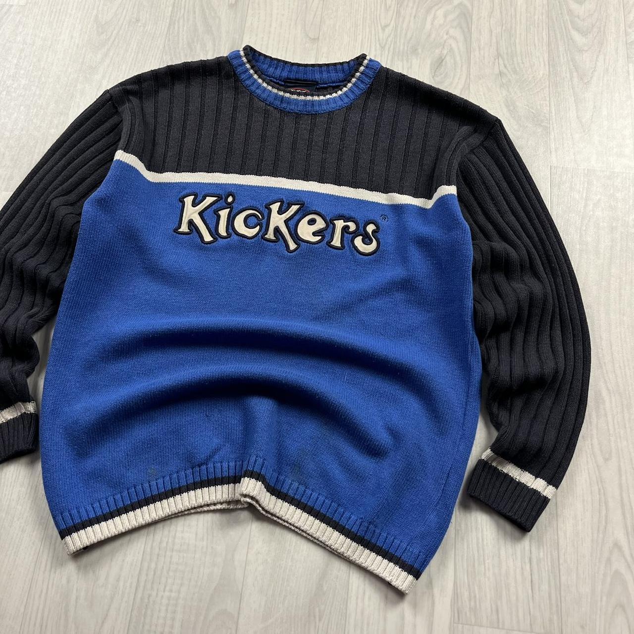 VINTAGE Y2K KICKERS CHUNKY RIBBED KNITTED JUMPER BLUE