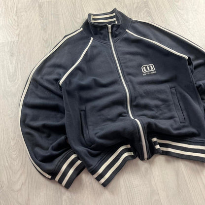 VINTAGE Y2K ANIMAL STRIPED ZIP SWEATSHIRT NAVY