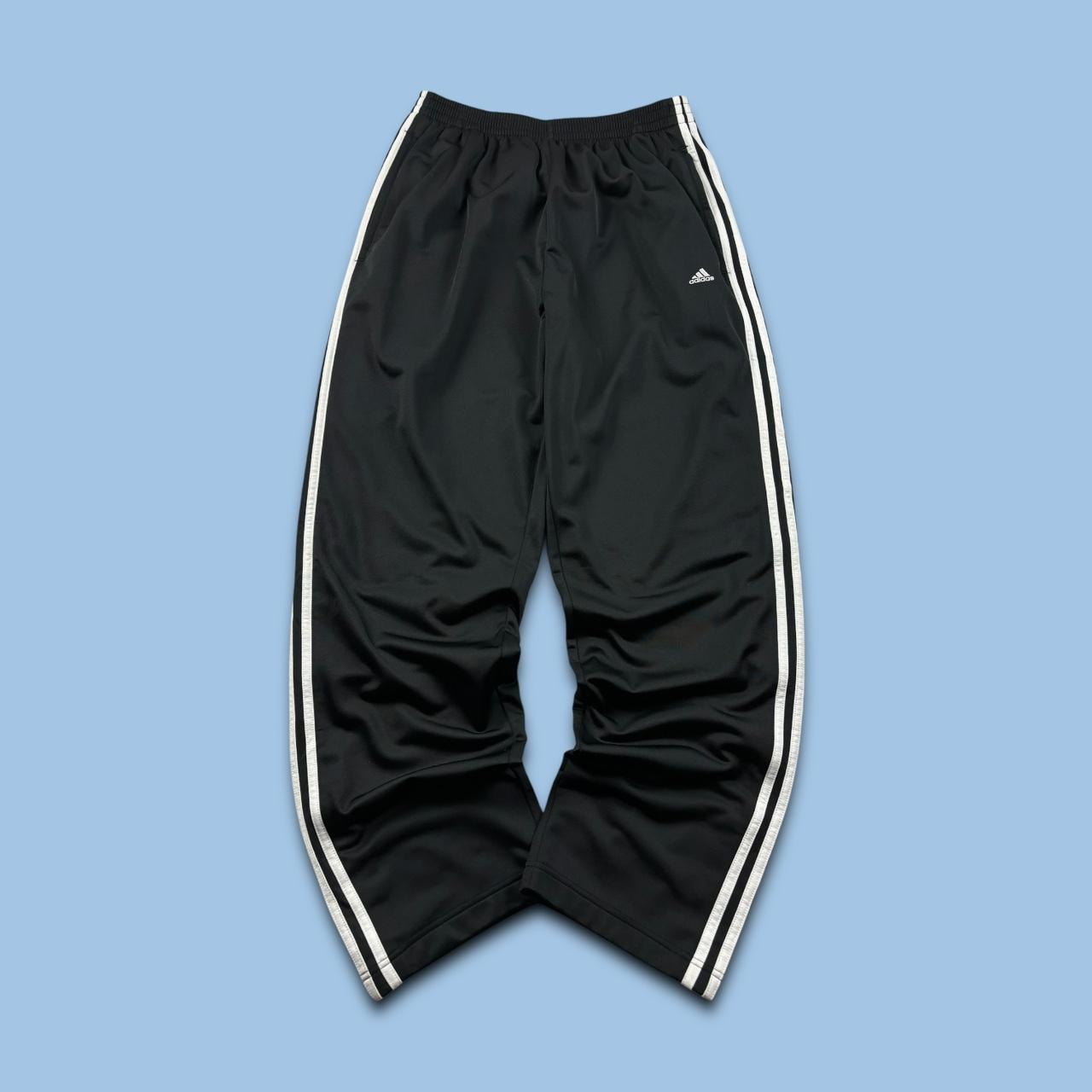 VINTAGE Y2K ADIDAS BAGGY POPPER TRACKSUIT BOTTOMS BLACK