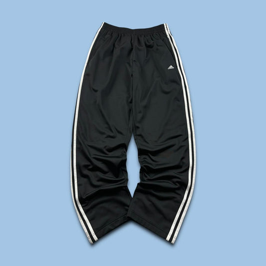 VINTAGE Y2K ADIDAS BAGGY POPPER TRACKSUIT BOTTOMS BLACK