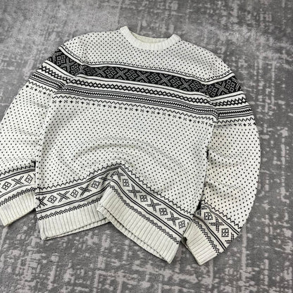 VINTAGE Y2K CHAPS CHUNKY KNITTED JUMPER WHITE