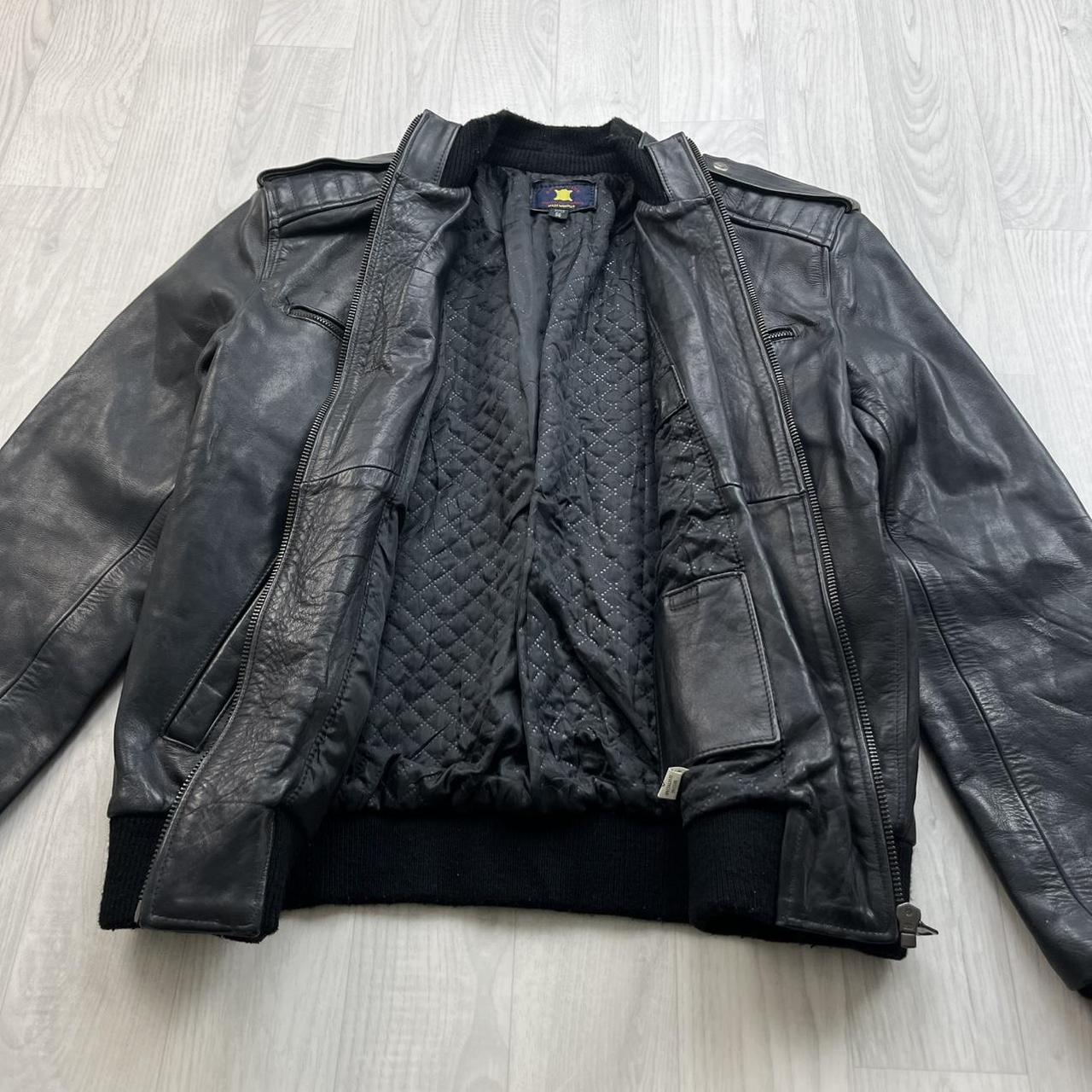 VINTAGE Y2K LEATHER BOMBER JACKET BLACK