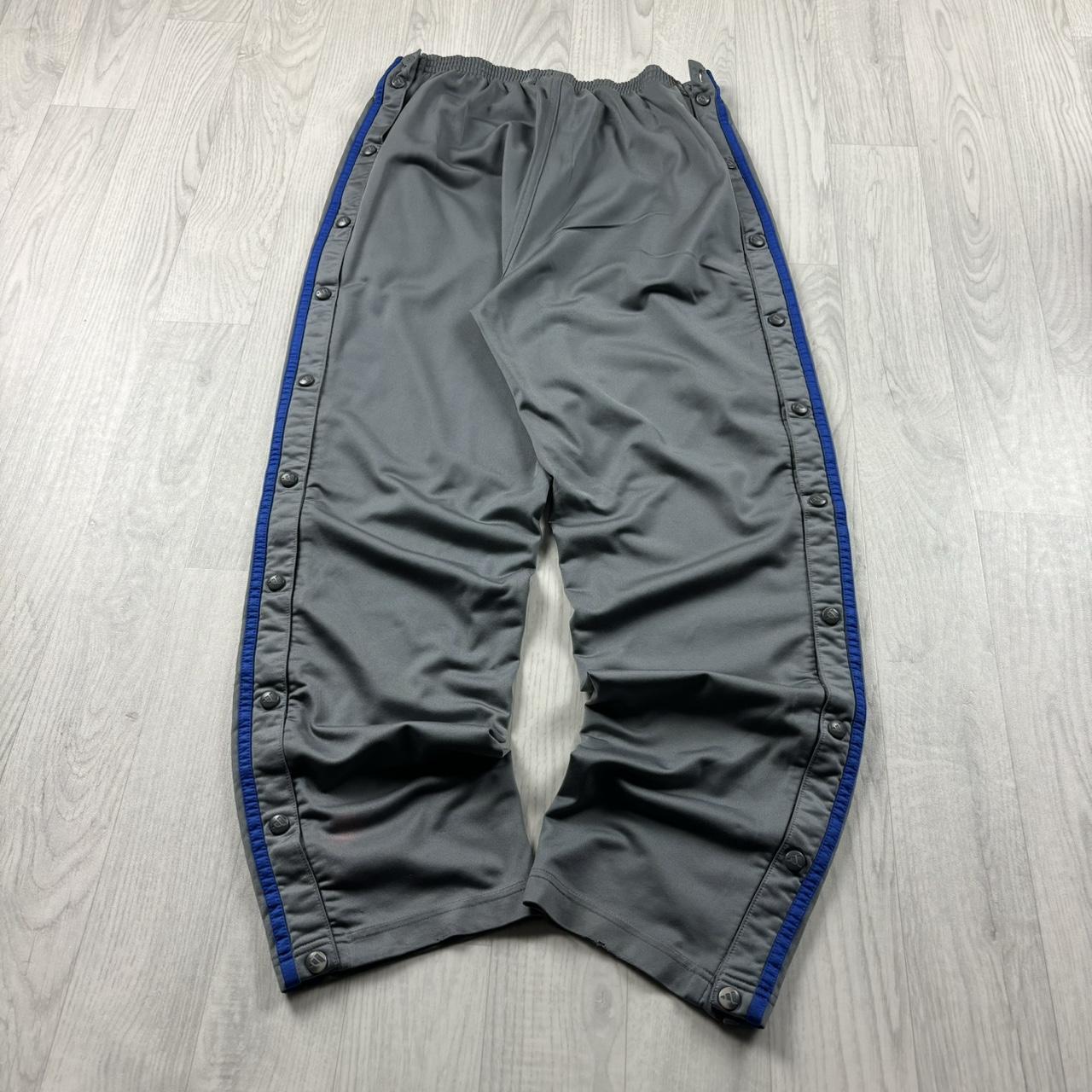 VINTAGE Y2K ADIDAS POPPER BAGGY TRACKSUIT BOTTOMS GREY