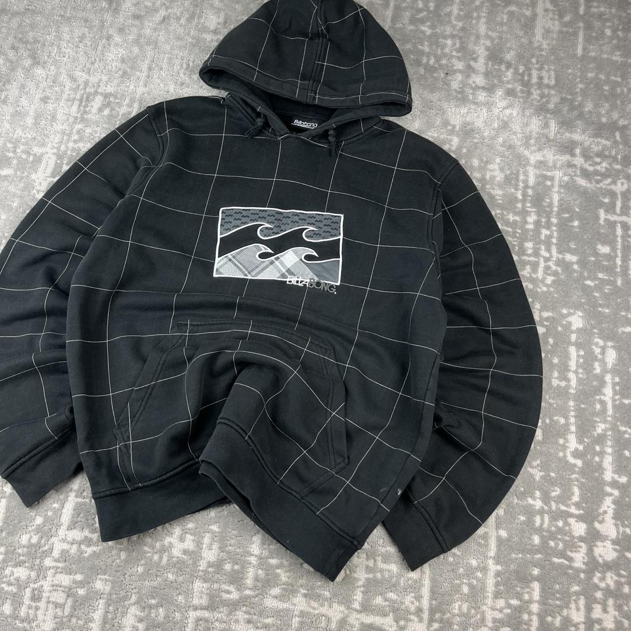 VINTAGE Y2K BILLABONG CHECKERED GRAPHIC HOODIE BLACK