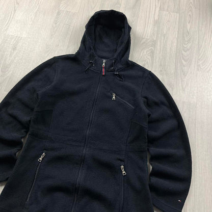VINTAGE Y2K TOMMY HILFIGER ZIP FLEECE HOODIE BLACK