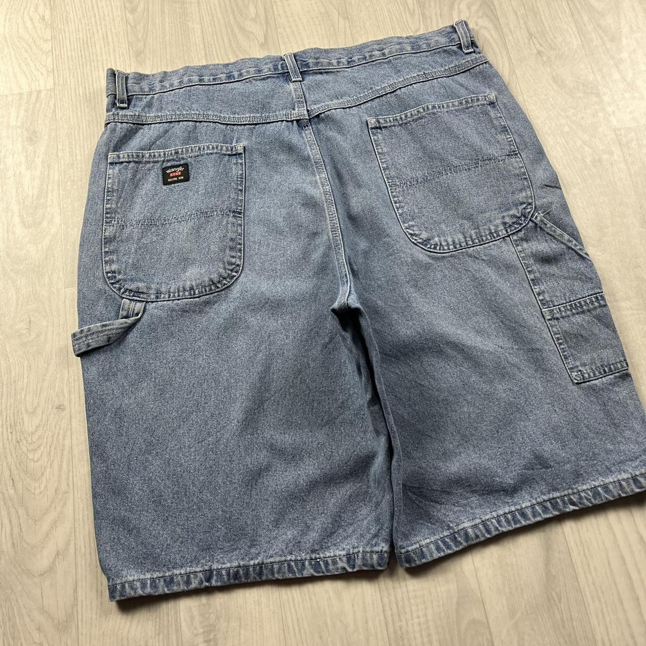 VINTAGE 00s WRANGLER BAGGY LOOSE CARPENTER JORTS BLUE
