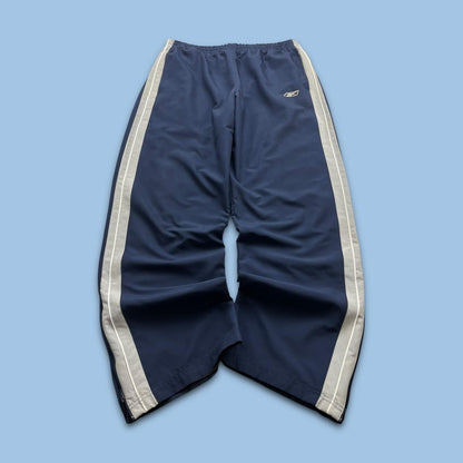 VINTAGE Y2K REEBOK SIDE STRIPE BAGGY TRACKSUIT BOTTOMS NAVY
