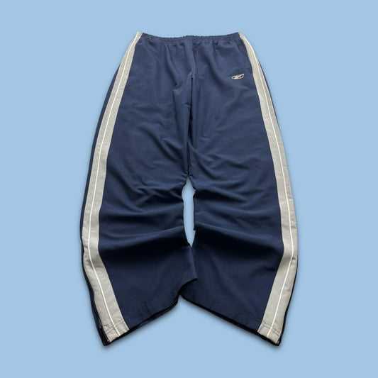 VINTAGE Y2K REEBOK SIDE STRIPE BAGGY TRACKSUIT BOTTOMS NAVY