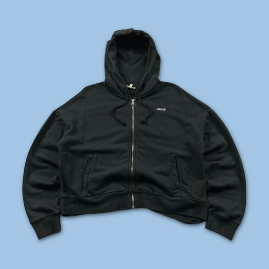 VINTAGE Y2K LEVIS ZIP CROPPED HOODIE BLACK