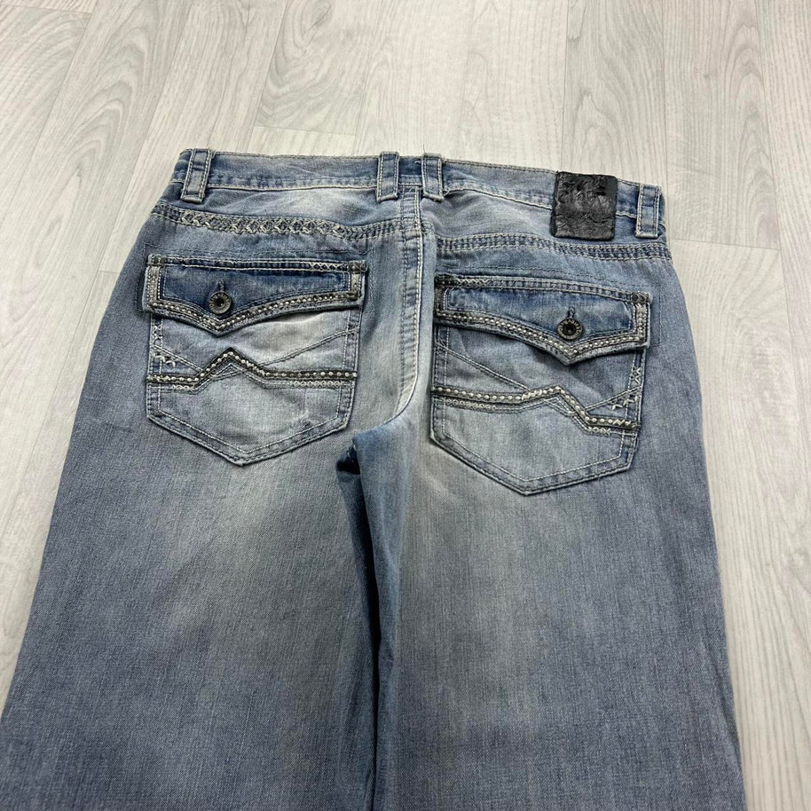 VINTAGE Y2K STRAIGHT LEG BAGGY JEANS BLUE