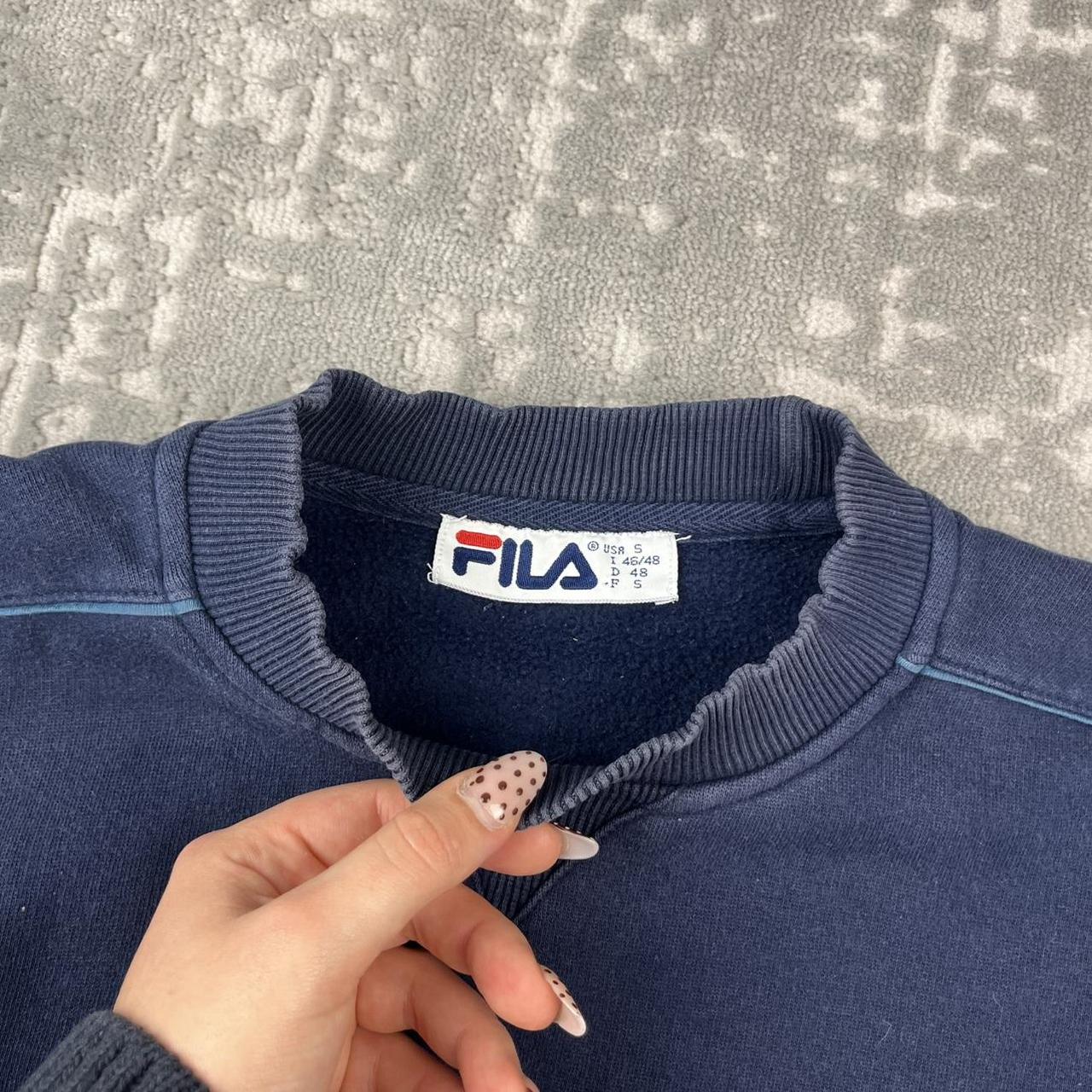 VINTAGE Y2K FILA SPELL OUT BOXY SWEATSHIRT NAVY