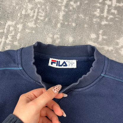 VINTAGE Y2K FILA SPELL OUT BOXY SWEATSHIRT NAVY
