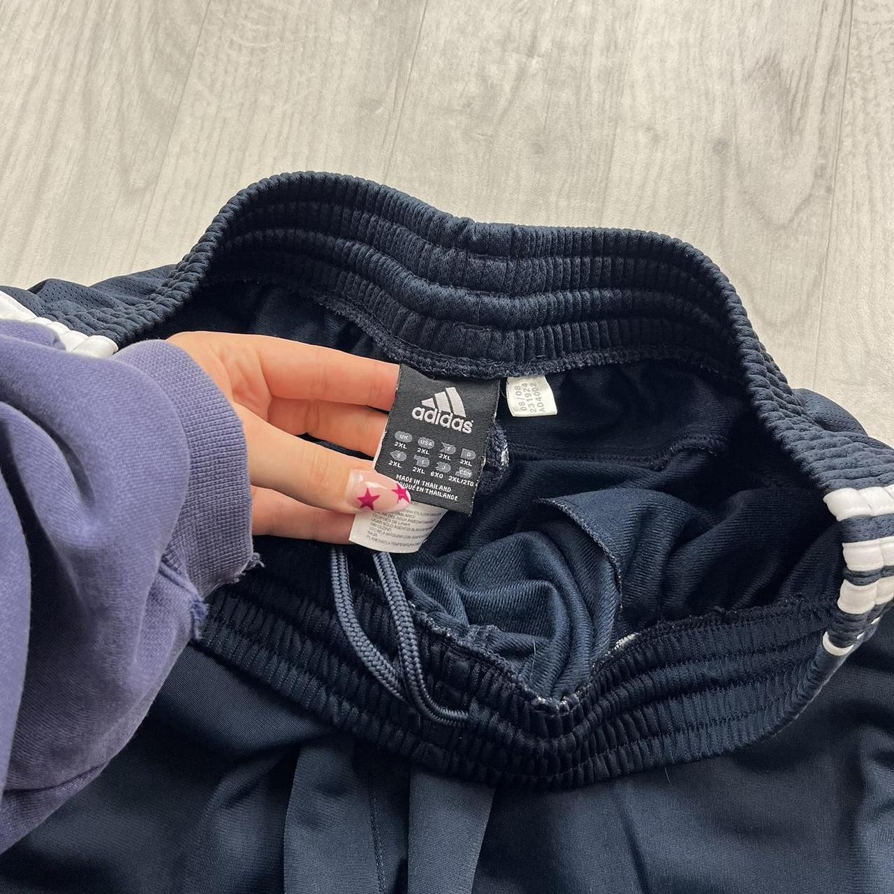 VINTAGE Y2K ADIDAS SIDE STRIPE TECHNICAL BAGGY TRACKSUIT BOTTOMS NAVY (2XL)
