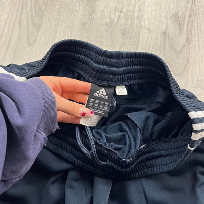 VINTAGE Y2K ADIDAS SIDE STRIPE TECHNICAL BAGGY TRACKSUIT BOTTOMS NAVY (2XL)