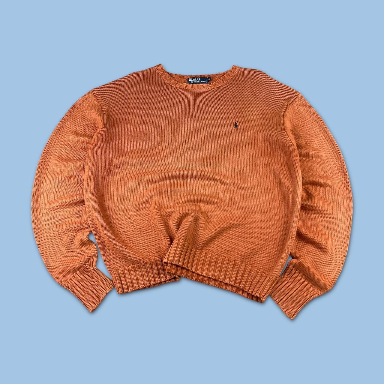 VINTAGE Y2K RALPH LAUREN CHUNKY ESSENTIAL KNITTED JUMPER ORANGE