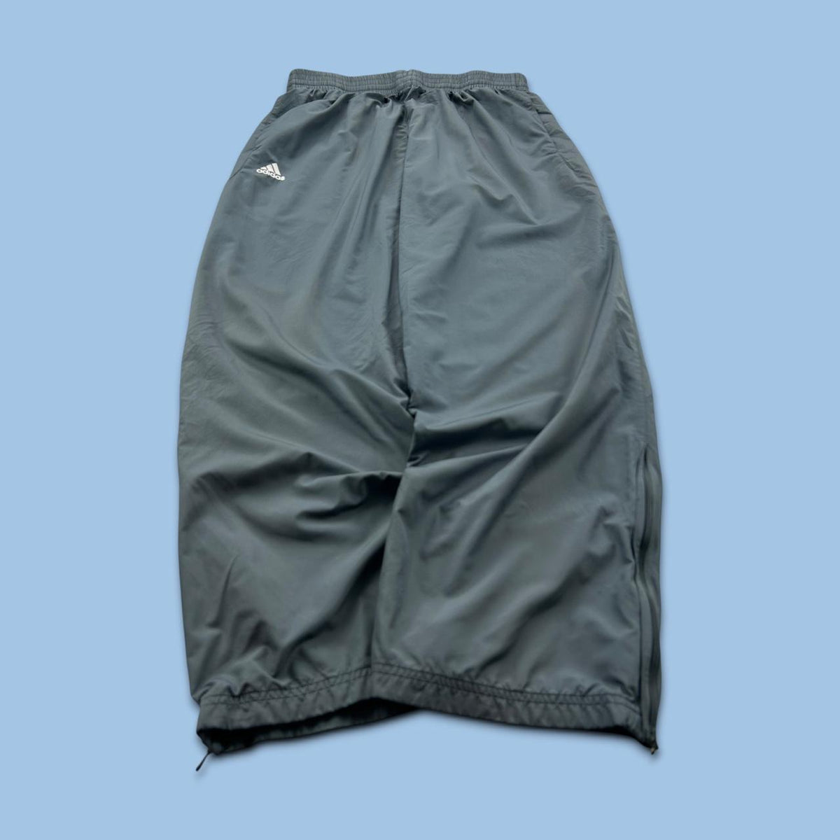 VINTAGE Y2K ADIDAS SIDE STRIPE BAGGY TRACKSUIT BOTTOMS GREY