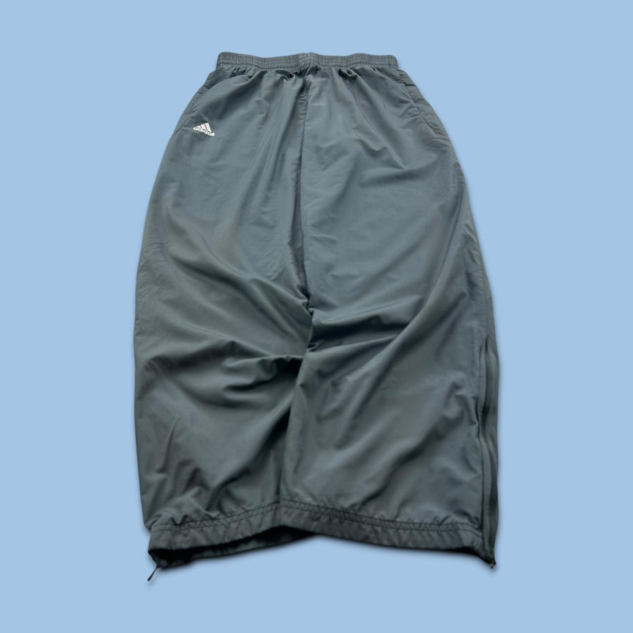 VINTAGE Y2K ADIDAS SIDE STRIPE BAGGY TRACKSUIT BOTTOMS GREY