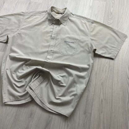 VINTAGE Y2K QUIKSILVER SHORT SLEEVE SHIRT CREAM
