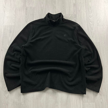 VINTAGE Y2K STARTER QUARTER ZIP FLEECE SWEATSHIRT BLACK
