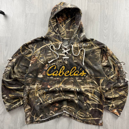 VINTAGE CABELAS REALTREE SPELL OUT HOODIE CAMO
