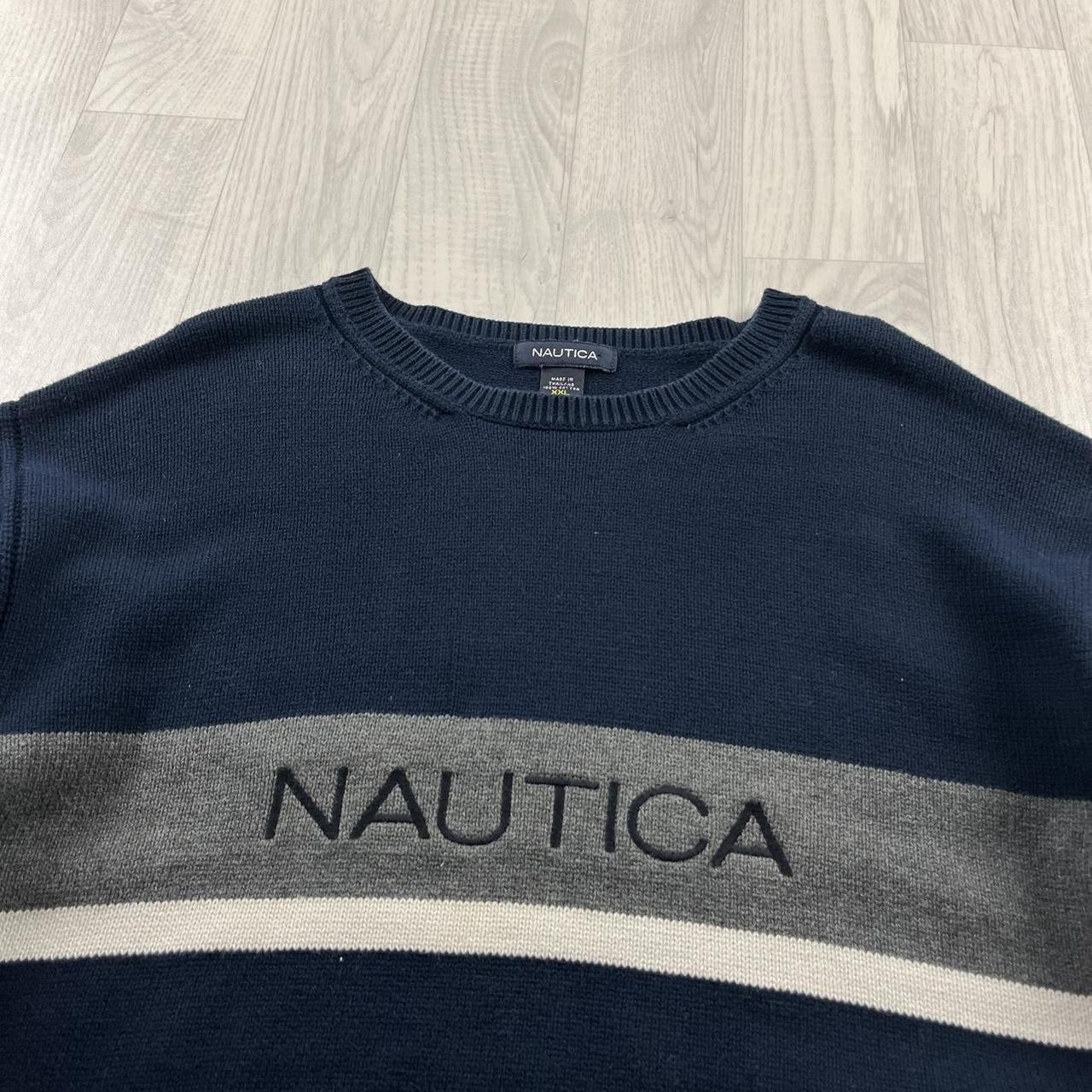 VINTAGE Y2K NAUTICA CHUNKY STRIPED KNITTED JUMPER NAVY