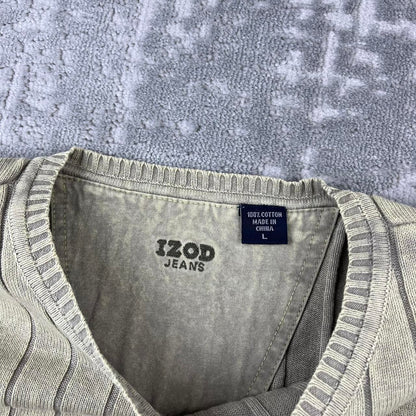 VINTAGE Y2K IZOD JEANS RIBBED ESSENTIAL KNITTED JUMPER CREAM