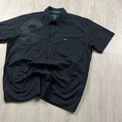 VINTAGE Y2K QUIKSILVER SHORT SLEEVE SHIRT NAVY BLUE