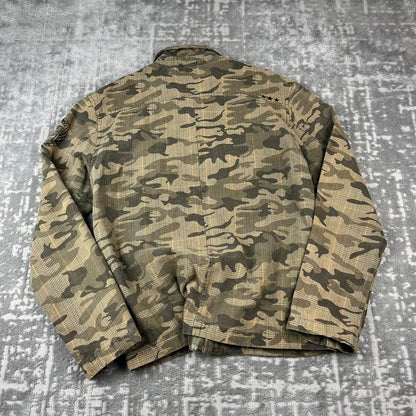 VINTAGE Y2K BILLABONG UTILITY CAMO PLAID JACKET KHAKI