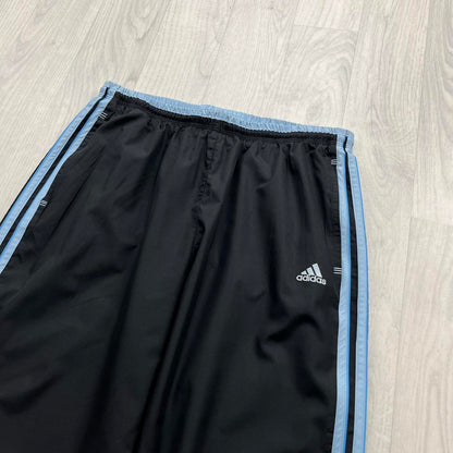 VINTAGE Y2K ADIDAS SIDE STRIPE BAGGY TRACKSUIT BOTTOMS BLACK BLUE (M)