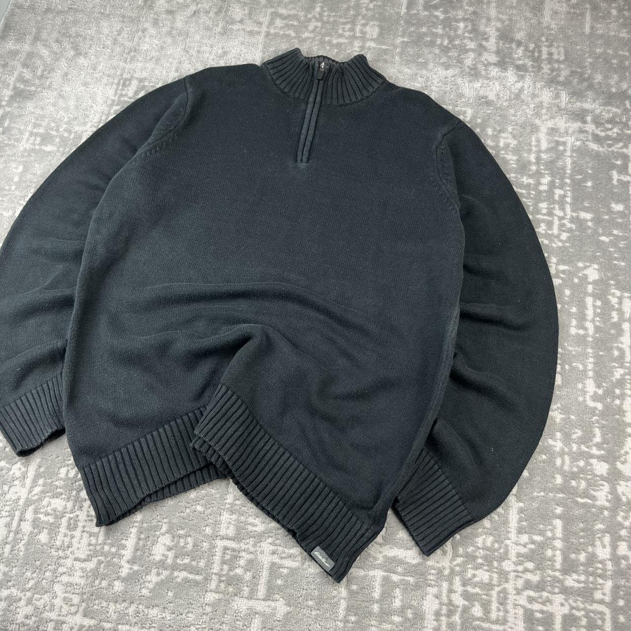 VINTAGE Y2K EDDIE BAUER CHUNKY QUARTER ZIP KNITTED JUMPER BLACK