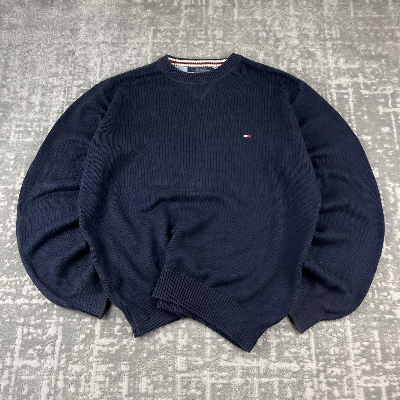 VINTAGE Y2K TOMMY HILFIGER CHUNKY ESSENTIAL KNITTED JUMPER NAVY
