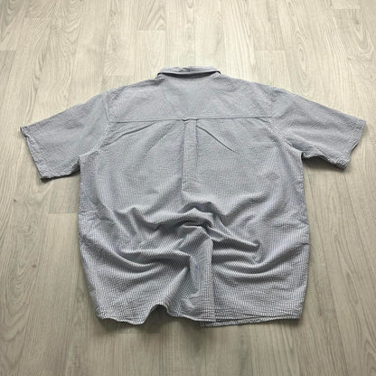 VINTAGE Y2K CHAPS STRIPED SHORT SLEEVE SHIRT BLUE / WHITE