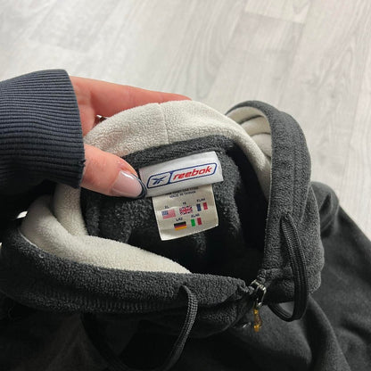 VINTAGE Y2K REEBOK ZIP FLEECE HOODIE GREY
