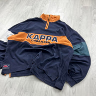 VINTAGE 90s KAPPA SPELL OUT QUARTER ZIP SWEATSHIRT NAVY