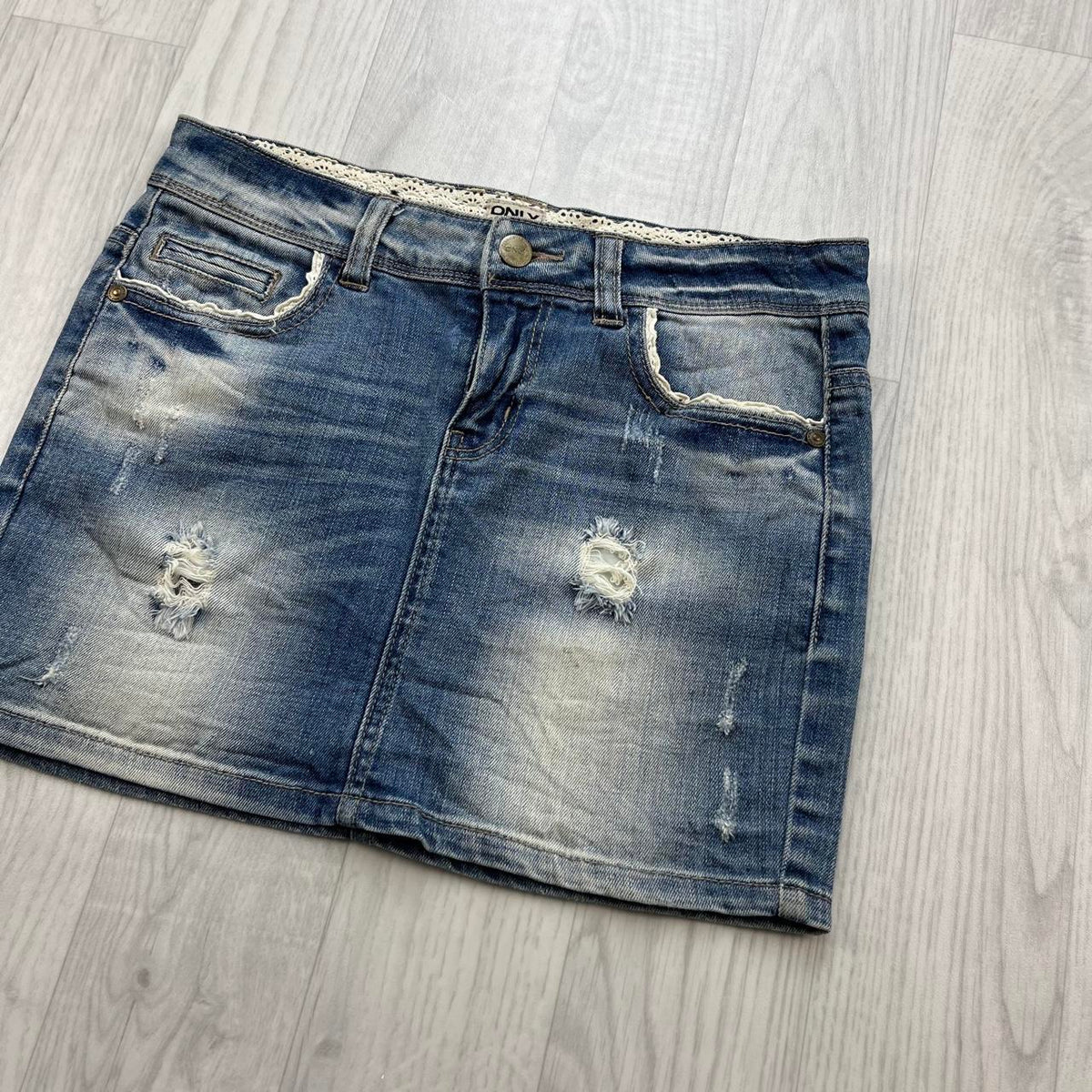VINTAGE Y2K ONLY DENIM MINI SKIRT BLUE
