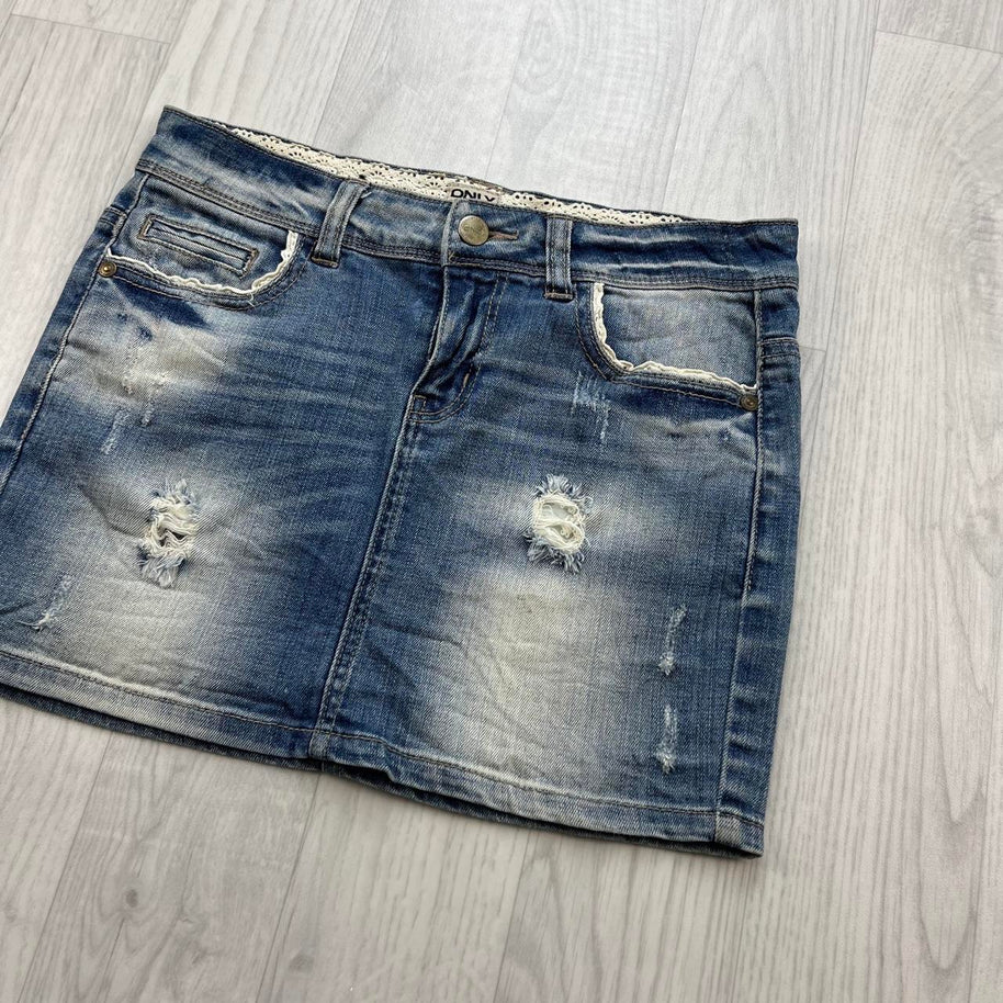 VINTAGE Y2K ONLY DENIM MINI SKIRT BLUE