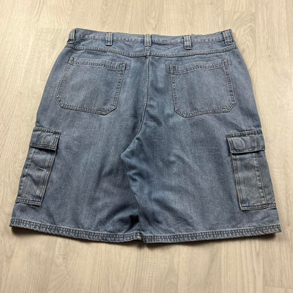 VINTAGE 00s WRANGLER BAGGY LOOSE CARGO JORTS BLUE