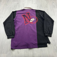 VINTAGE Y2K NIKE LONG SLEEVE RUGBY POLO SHIRT PURPLE / BLACK