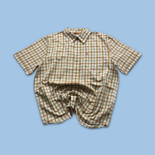 VINTAGE Y2K FJÄLLRAVEN CHECKERED SHORT SLEEVE SHIRT WHITE