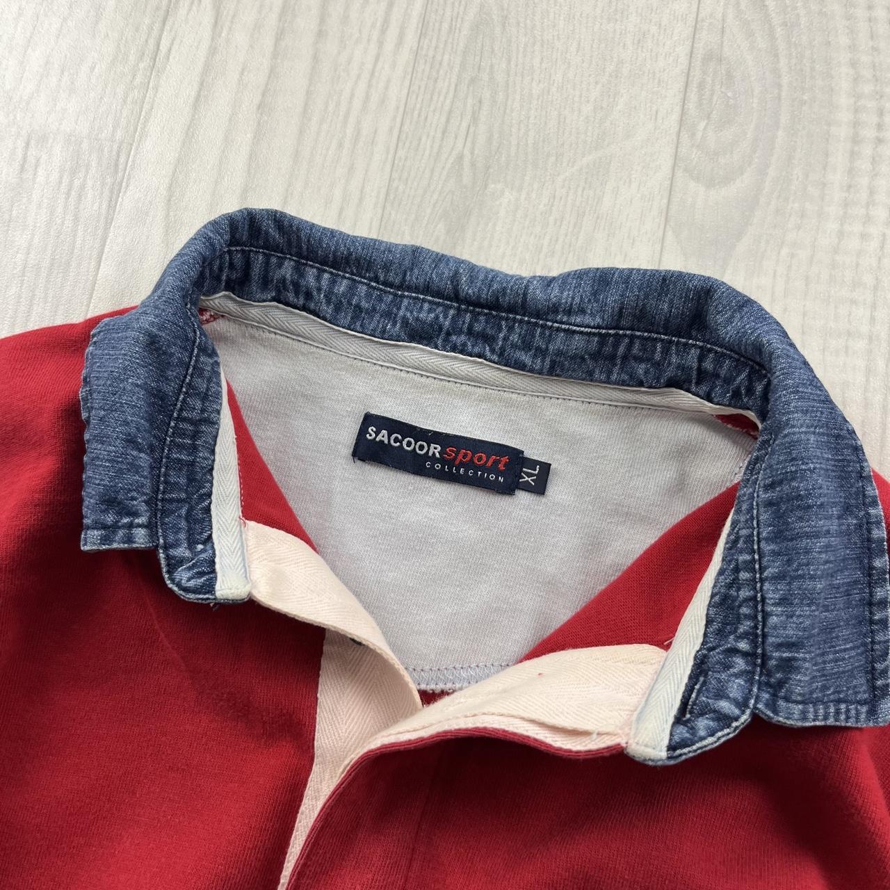 VINTAGE Y2K STRIPED LONG SLEEVE RUGBY POLO SHIRT RED