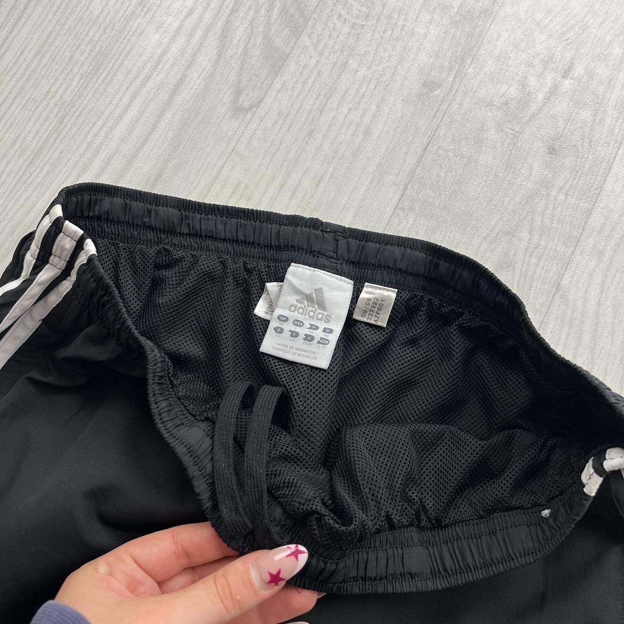 VINTAGE Y2K ADIDAS SIDE STRIPE BAGGY TRACKSUIT BOTTOMS BLACK WHITE (L Ws)