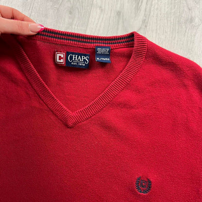 VINTAGE Y2K CHAPS KNITTED SWEATER VEST RED