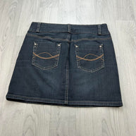 VINTAGE Y2K CACHE CACHE DENIM MINI-MIDI SKIRT BLUE