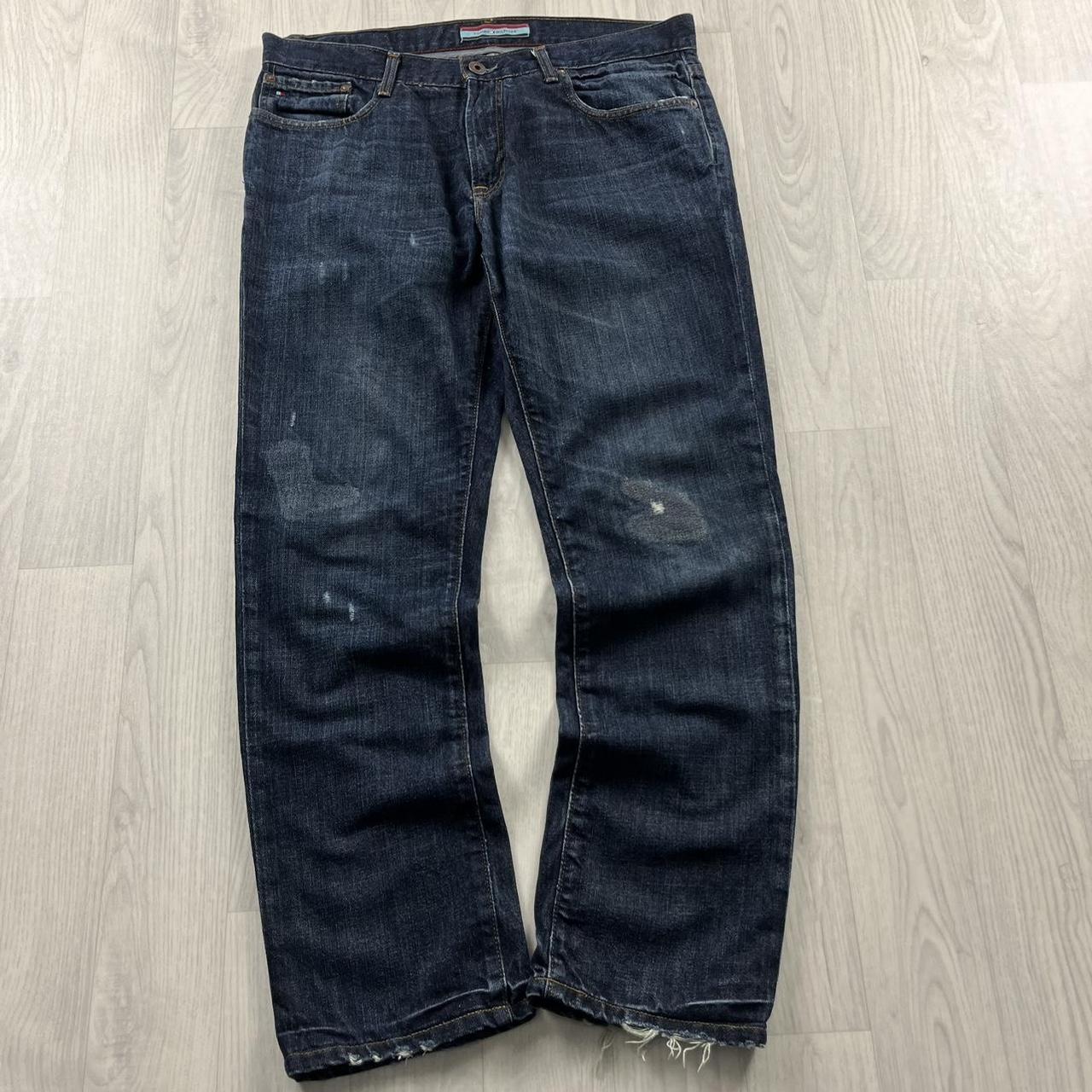 VINTAGE Y2K TOMMY HILFIGER STRAIGHT LEG BAGGY JEANS NAVY
