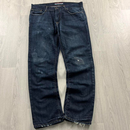 VINTAGE Y2K TOMMY HILFIGER STRAIGHT LEG BAGGY JEANS NAVY