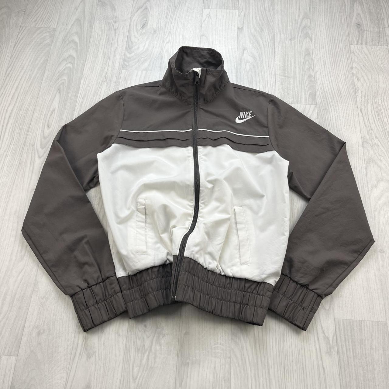 VINTAGE Y2K NIKE WINDBREAKER TRACK JACKET BROWN / WHITE