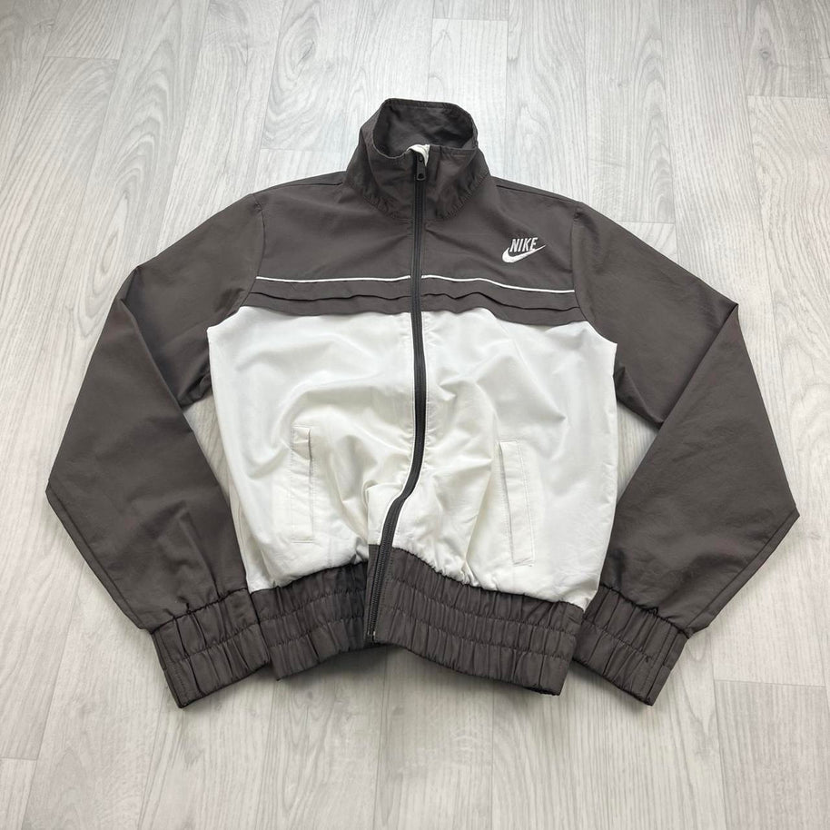 VINTAGE Y2K NIKE WINDBREAKER TRACK JACKET BROWN / WHITE
